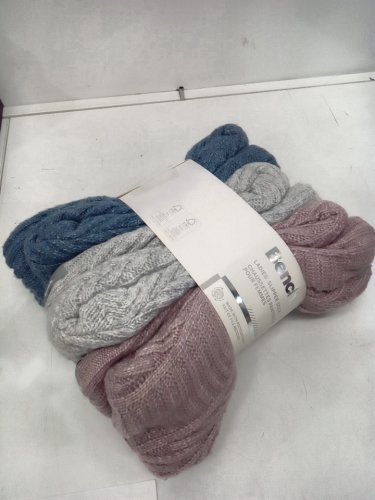 3PR WOMENS bench. slipper socks - pink/grey/BLUE (style: 2204444) image 2