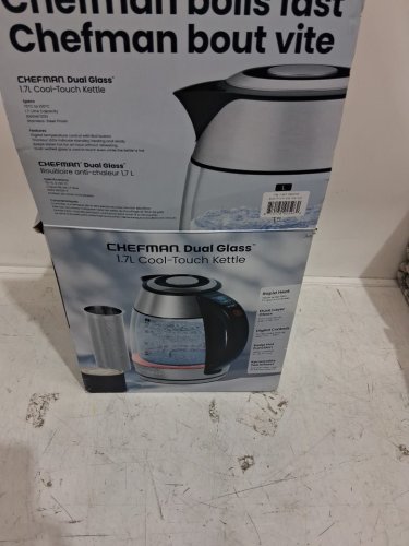 CHEFMAN DUAL-GLASS COOL-TOUCH DIGITAL KETTLE WITH ADJUSTABLE TEMPERATURE AND REMOVABLE TEA INFUSER - 1.7L CAP - STAINLESS STEEL/BLACK (MODEL: RJ11-17-CTI-DG-CA-CO/1992747) image 2