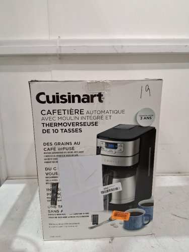 CUISINART AUTOMATIC GRIND & BREW PERCOLATOR COFFEE MAKER - 10 CUP THERMAL CARAFE - STAINLESS STEEL - (MODEL: DGB-450C) image 2