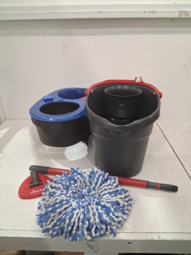 VILEDA EASYWRING RINSECLEAN SPIN MOP & BUCKET SYSTEM WITH REUSABLE MICROFIBER MOPHEAD & EXTENDABLE HANDLE - BLUE/GREY (MODEL: 168467) image 2