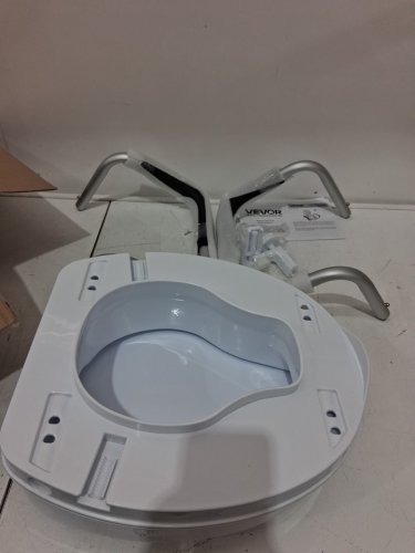 vevor raised toilet seat with arms - 4" - 300lb capacity - white/black (model: sc7060d-4a) image 4