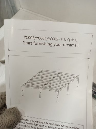 YOMASTER STURDY PLATFORM METAL BED FRAME - 14" - QUEEN - BLACK (MODEL: YC-004-Q) image 8