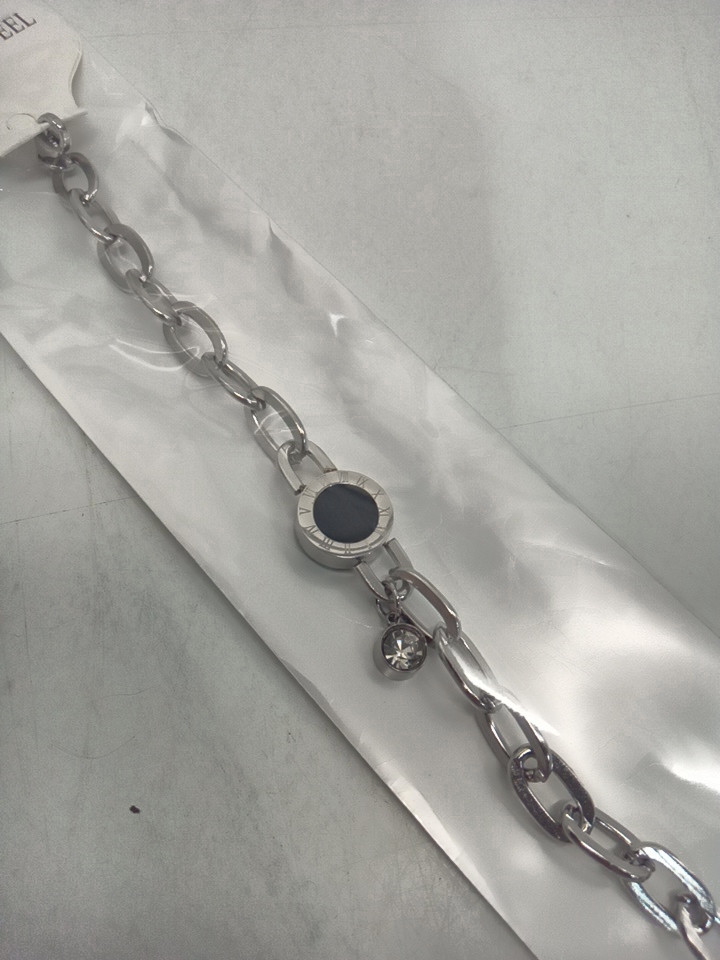 WOMENS roman number adjustable chain link style bracelet - stainless steel image 3