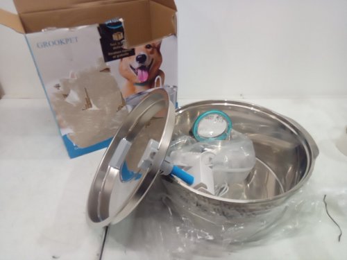 grookpet stainless steel pet water drinking fountain - 7l - silver - (model: s13) image 2
