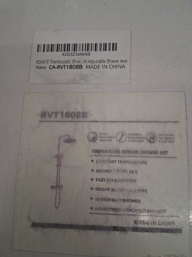 rovate thermostatic Thermostatic rainfall  Shower Faucet Set - 47.2 - matte black (model: rvt1808B) image 7