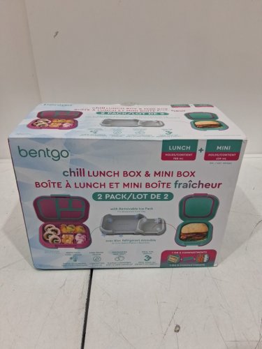 2pk bentgo chill lunch box and mini box containers with ice packs - Green/Pink (model: 1997883) image 2