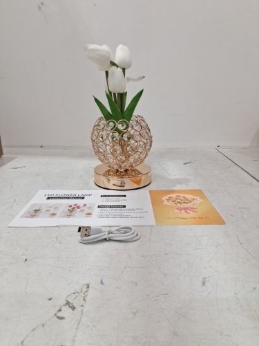 ZQPBLED crystal Tulip Table touch Lamp with 3 Colors - 11" - white image 2