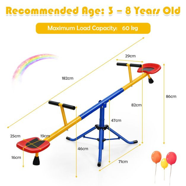 COSTWAY Kids Spinning Seesaw with Stopper Legs for Backyard and Playground - MULTICOLOR (MODEL: TS10004) image 2