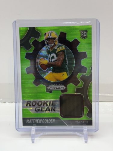 MATTHEW GOLDEN ROOKIE CARD PATCH - 2025 PANINI PRIZM NFL CARD 135PNT (RGR-MGN) image 2