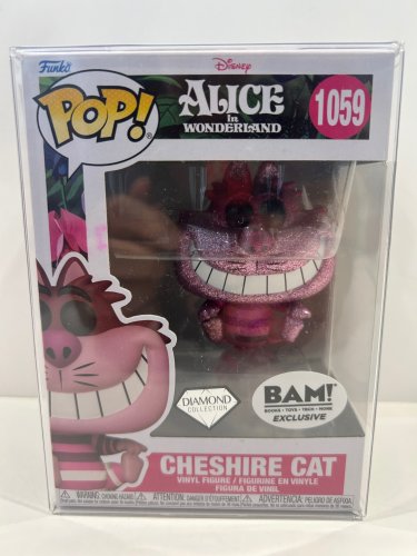 Funko pop! **diamond collection**bam! Exclusive** Disney Alice in wonderland - Cheshire Cat vinyl figure (#1059) **plastic protector cover** image 3
