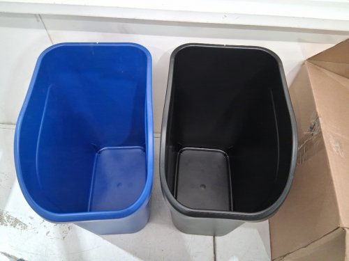 2pc Rubbermaid Undercounter Trash/recycling bin - 9.4 gal - black/blue image 3