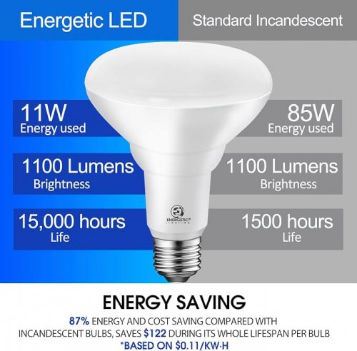 6PK EVELOR dimmable BR30 LED BULB - E26 base - 800LM/5000K/7W image 3