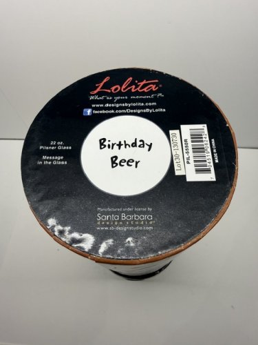 LOLITA PILSNER COLLECTION Birthday "GOTTA LOVE BEER" Hand painted 22 oz GLASS- B1 image 4