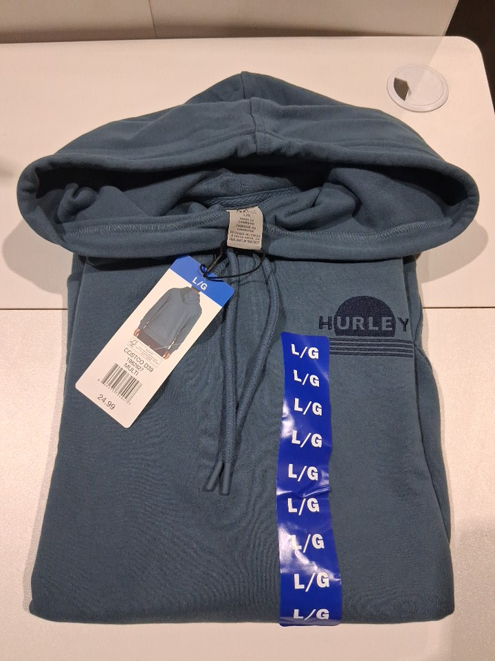 Men's hurley french terry pullover hoodie sweater - LARGE- BLUE - (style: 1982827) image 2