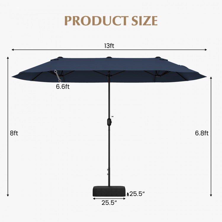costway Double-Sided Patio Twin Table Umbrella with Crank Handle - 13ft - red (model: NP12256WN) image 2