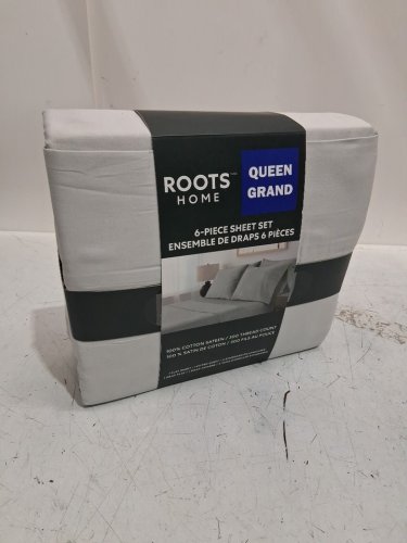 6PC ROOTS HOME 100% COTTON SATEEN 300 THREAD COUNT SHEET SET - (4) pillow cases, flat sheet, fitted sheet - silver grey (model: 2891902) image 3