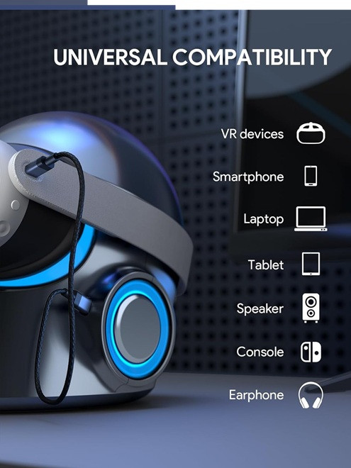 AUBIKA CYBERCORE CHARGING one-stop charging station FOR VR DEVICES with bi-directional magnetic type-c cable and magnetic head - 120w fast charging - silver - (model: ly120b1) image 2