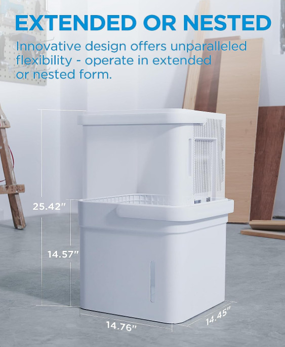 MIDEA CUBE CONVERTIBLE SMART DEHUMDIFIER WITH APP CONTROL - 20 PINTS/DAY - COVERS UP TO 1500SQ.FT. - WHITE (MODEL: MAD20S1QWT) image 3
