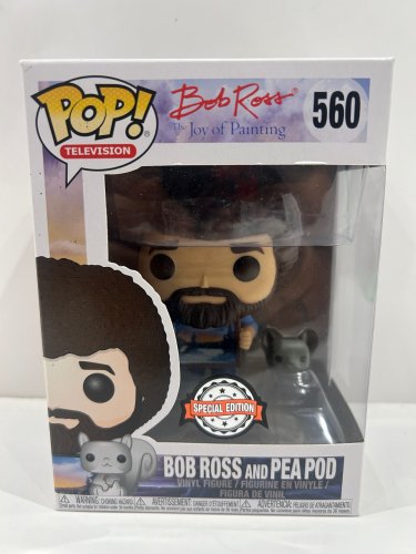 Funko pop! **special edition** television: bob ross the joy of painting - bob ross with pea pod vinyl figure (#560) image 2
