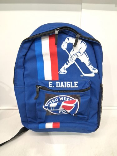 Metro West Force Kids Hockey Backpack with custom name "E. Daigle" - BLUE image 2