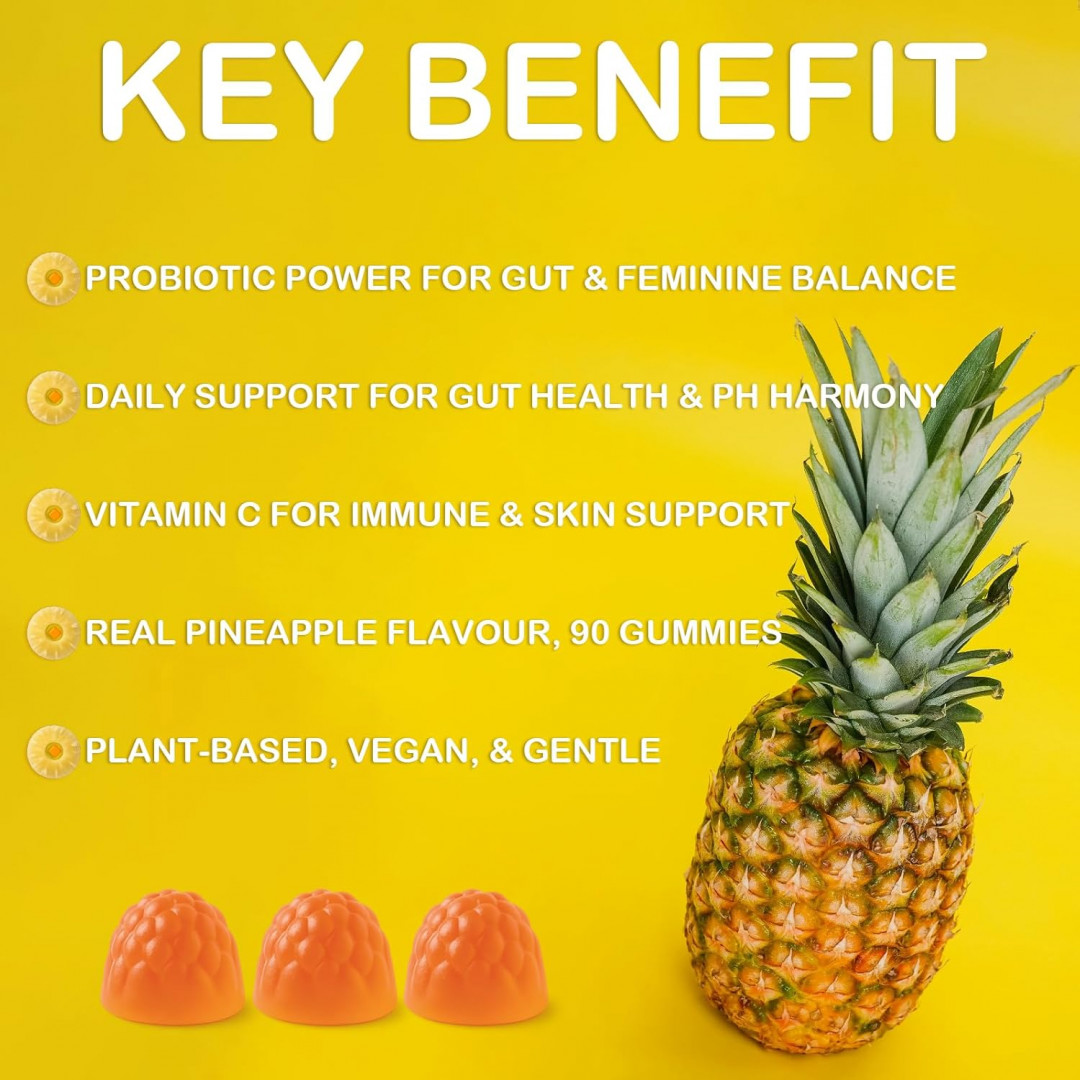 2 (90pk) Matop vaginal probiotic feminine ph balance gummies with vitamin c (180 total) - Hawaiian Pineapple image 2