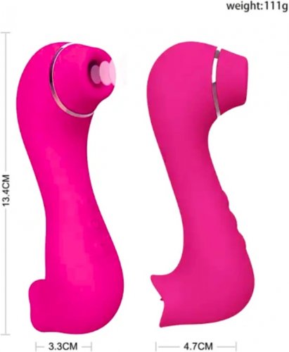 Dual Pleasure Air-Pulse Clitoral Stimulator & Tongue Licking Vibrator SEX TOY FOR WOMEN AND COUPLES - PINK image 2
