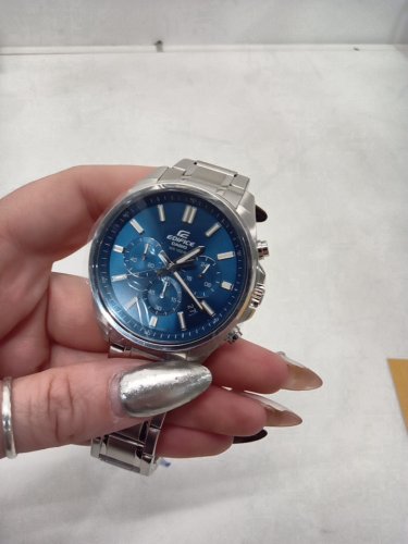 MENS CASIO quartz analog wrist watch - 40mm - blue dial/ stainless steel (model: EFV-650D-2A) image 2