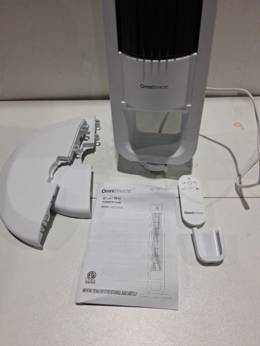 omnibreeze premium 38" Rotating tower fan with wifi CONTROL, 5-SPEEDS & REMOTE - white/BLACK (model: 5333021/dc2313r-g) image 4