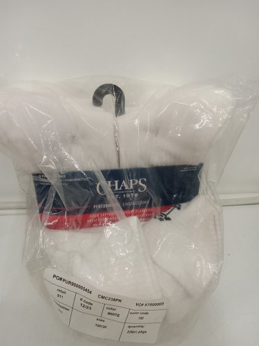 6PR Men's Chaps Crew Socks - Size 6-12 - White image 3