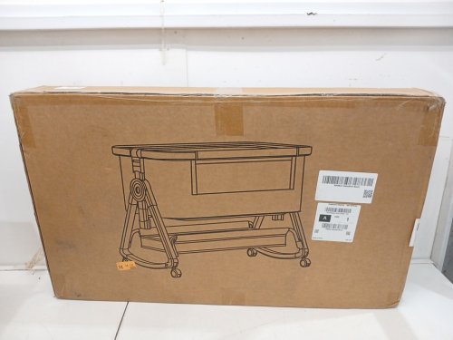 Height Adjustable Baby Bassinet with wheels and storage - Grey/White image 3