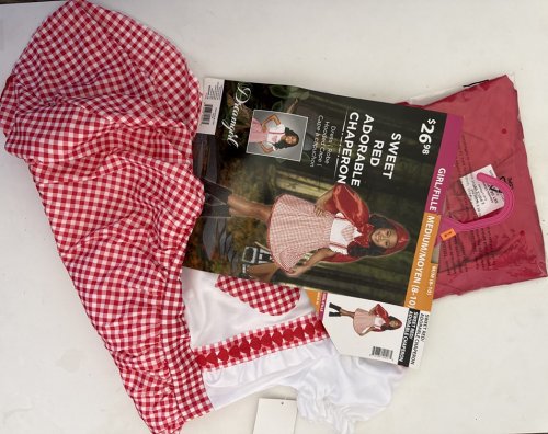 2PC GIRLS DREAMGIRL SWEET RED ADORABLE CHAPERON COSTUME - MEDIUM (8/10) - RED/WHITE image 2