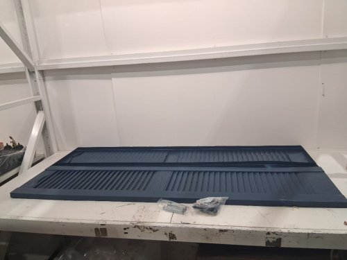 2pk Standard Louvered Exterior Vinyl Window Shutters 55" x 12" - blue image 3