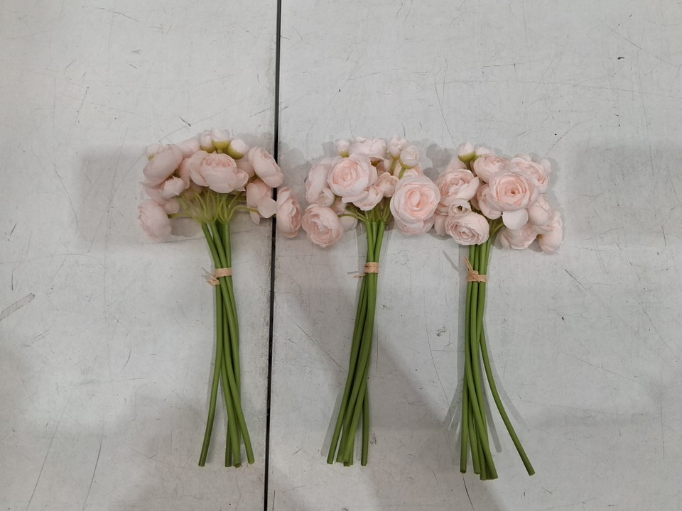 18PC Floroom ARTIFICAL Faux Silk Mini Ranunculus Flowers for Decorations & Arrangements - 11" - SHABBY BLUSH/PINK (MODEL: HS-XMD-Blush) image 3
