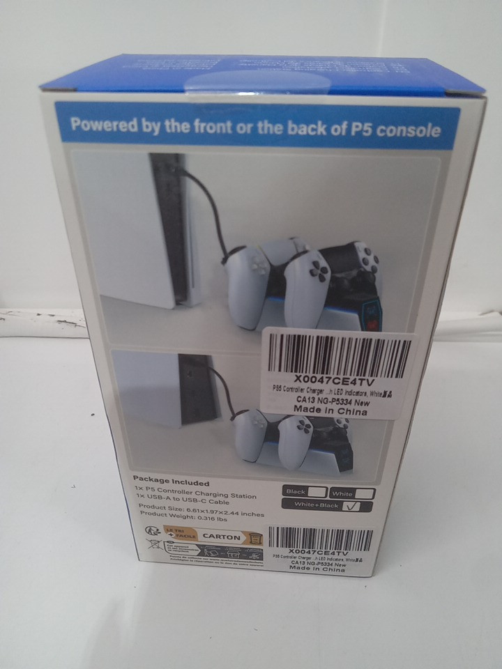 Dual CONTROLLER CHARGING STATION compatible with PS5/EDGE CONTROLLER - with RGB LIGHT - black/white image 3
