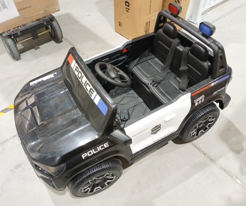 Costzon Chevrolet Kids 2-Seater Electric Ride on Police Car with Megaphone, Siren, LED Flashing Lights - 24V - Black image 5