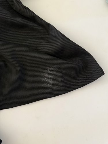 WOMEN'S LONG SLEEVE RIBBED HENLEY - LARGE - BLACK image 2