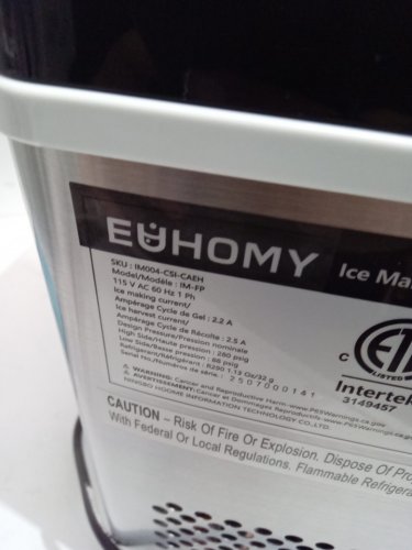 EUHOMY ICE CUBE MAKER MACHINE - 45LBS/DAY - SILVER/BLACK (MODEL: IM004-CSI-CAEH / IM-FP) image 12