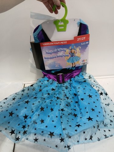 2PC TODDLER MAGICAL WITCH COSTUME DRESS AND HAT - 2T - BLUE/PURPLE image 2