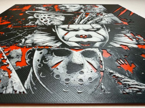 8"x8" 3D Printed - Freddy Krueger, Jason, IT, Michael Myers- Horror Villains -Textured Photo image 2