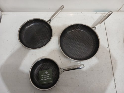 3PC GREENPAN SPECTRA HYBRID CERAMIC NON-STICK SKILLET SET - 8" | 10" | 12" - GREY (MODEL: 1901845) image 2