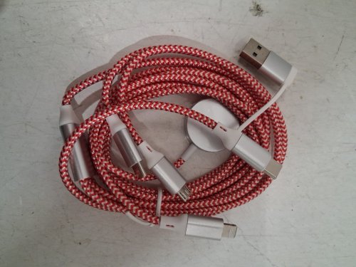6-IN-1 BRAIDED MULTI-CHARGING CABLE - 6FT - BLACK/RED image 2