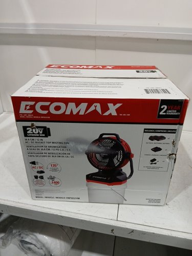 Ecomax PORTABLE MISTING FAN - 12" - 1400CFM - BLACK/RED (MODEL: EMF501214M 1806312) image 2