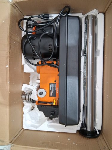 Benchtop Drill Press with LED Work Light, 0-45° Tilting Worktable, Adjustable Speed, 2800 RPM, 6.2A - black/orange (model:1013bl) image 2