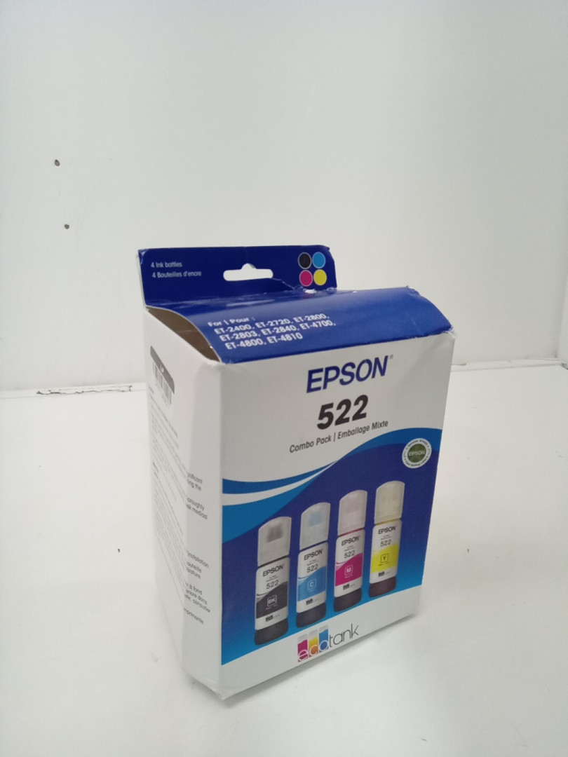 4PC Epson 522 Combo Pack Ink Refill Bottles for Select EcoTank Printers - 65mL Each - Black, Cyan, Magenta, Yellow (Model: T522120-BCS) image 2