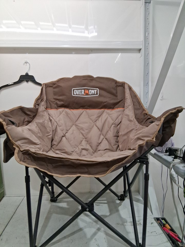 overmont full padded camping chair with storage pocket and cupholder - 22" x 37" - 450lbs capacity - brown image 3