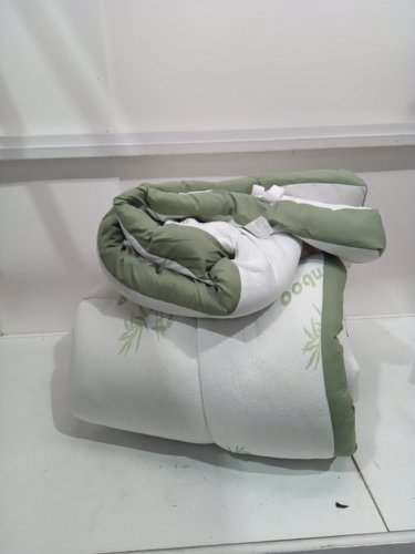 Premium BAMBOO Mattress TOPPER  - QUEEN  - white/green image 3