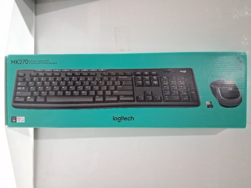 3pc Logitech Full-size Wireless Keyboard and Mouse Combo with dongle - Black (Model: MK270) image 2
