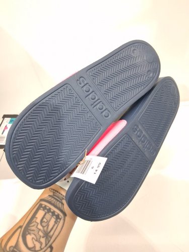 kid's adidas adilette shower k slides - 6 - navy blue/pink (style: ie2606/1977796) image 3
