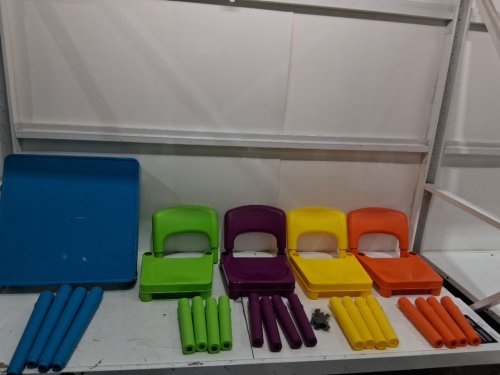5PC HUMBLECREW KIDS SQUARE PLAY TABLE AND CHAIR SET - 20" x 20" / 10" x 11" x 18" - MULTICOLOR  (MODEL: TC911) image 3