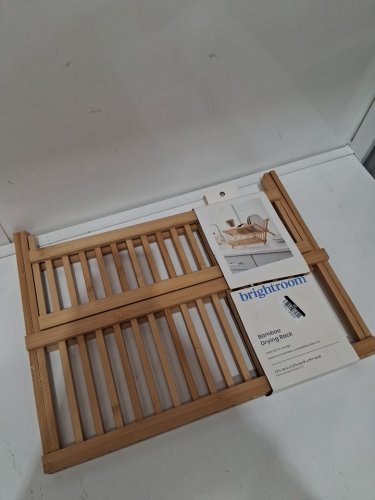 Brightroom folding Freestanding Varnished Dish Drying Rack - 18" - bamboo image 2